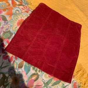 Velvety burnt orange high waisted mini skirt